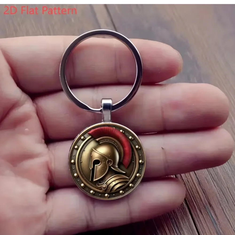 Spartan 2D Flat Retro Knight Keychain - Ancient Greek Warrior Spartan Car NEW#3